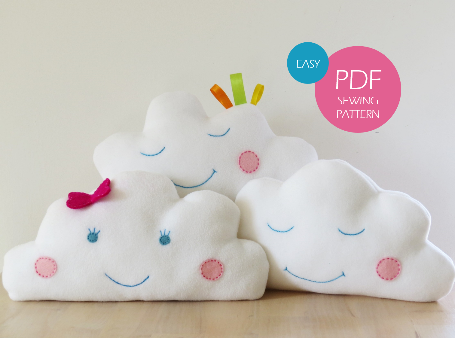 Cute baby cloud pillow in three variations - pattern and tutorial