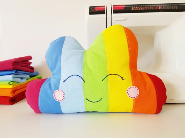 Easy rainbow cloud pillow sewing tutorial for beginners