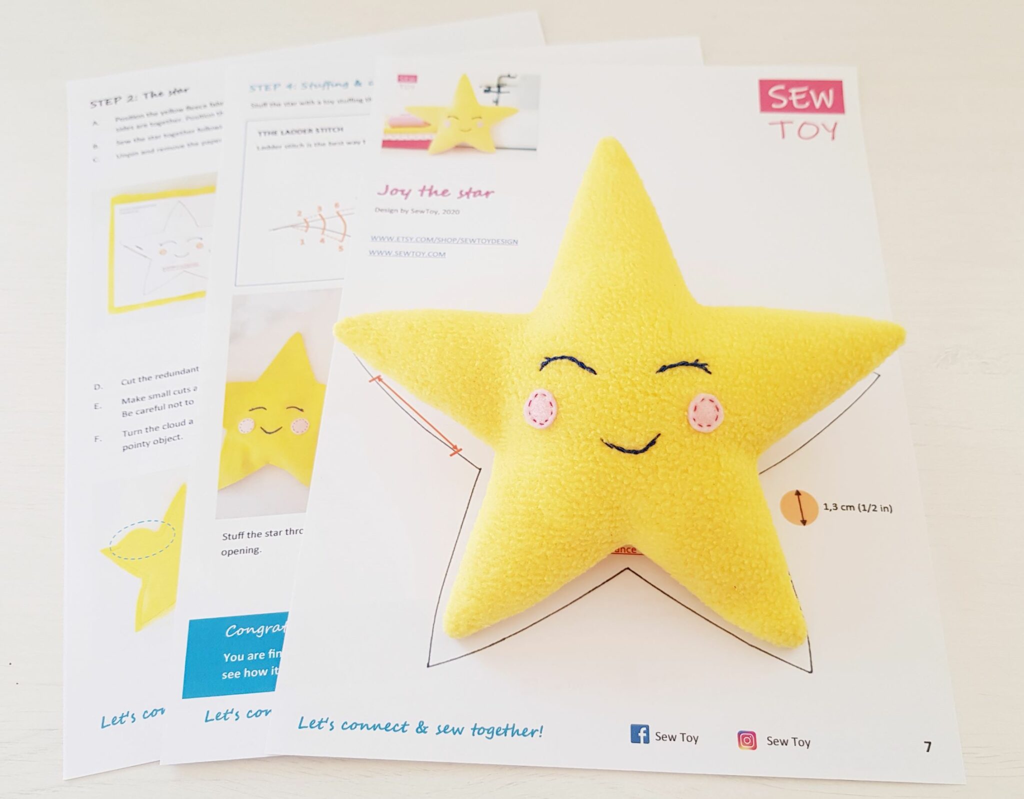 The Star Sewing Pattern PDF I Cute Stuffed Toy or nursery decoration