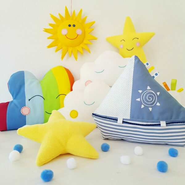 EASY SUMMER SEWING PATTERN BUNDLE FOR BEGINNERS: RAINBOW CLOUD, SAILBOAT, SUN + COLORING PAGES - Image 2