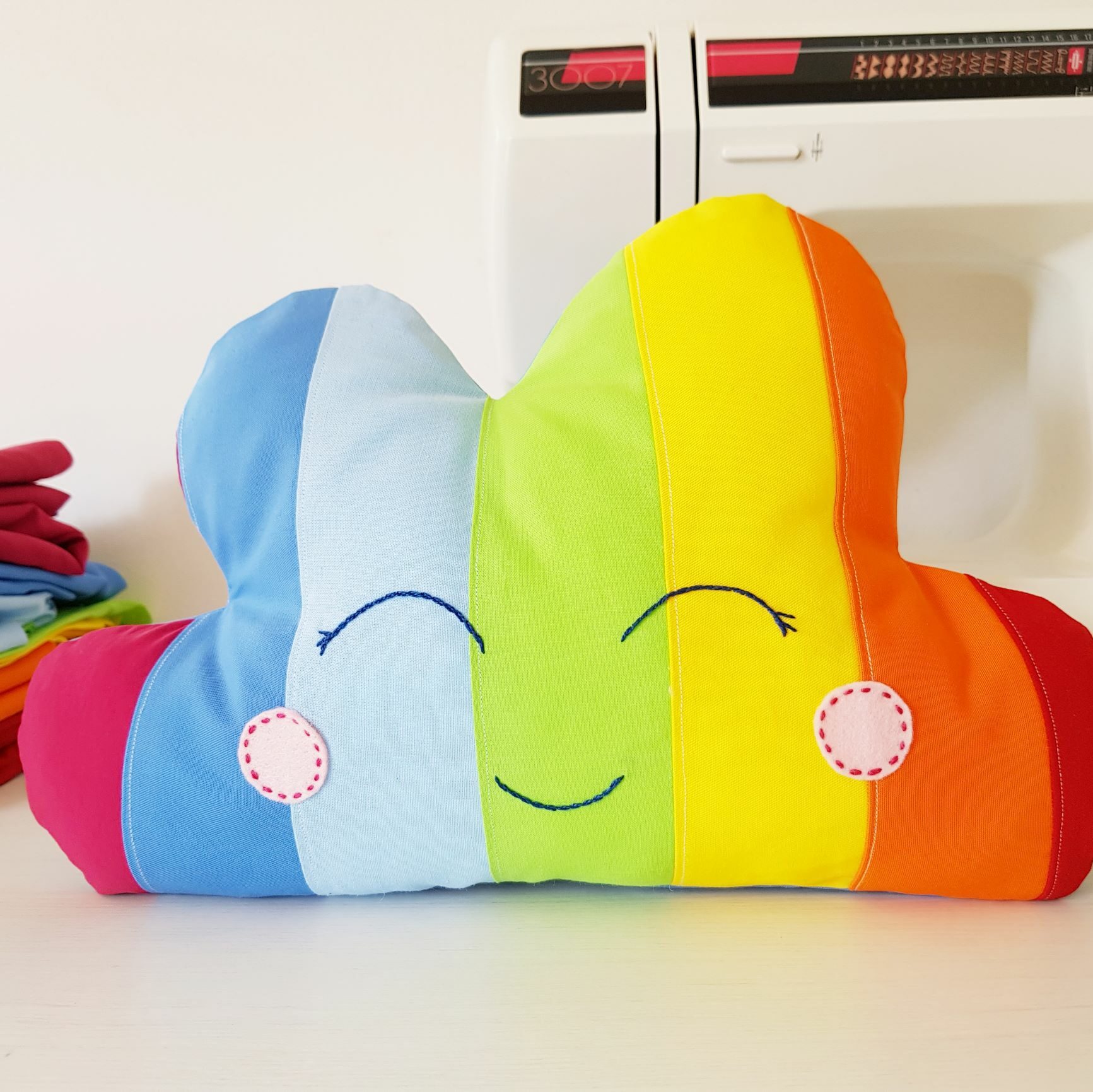 Easy rainbow cloud pillow sewing tutorial for beginners