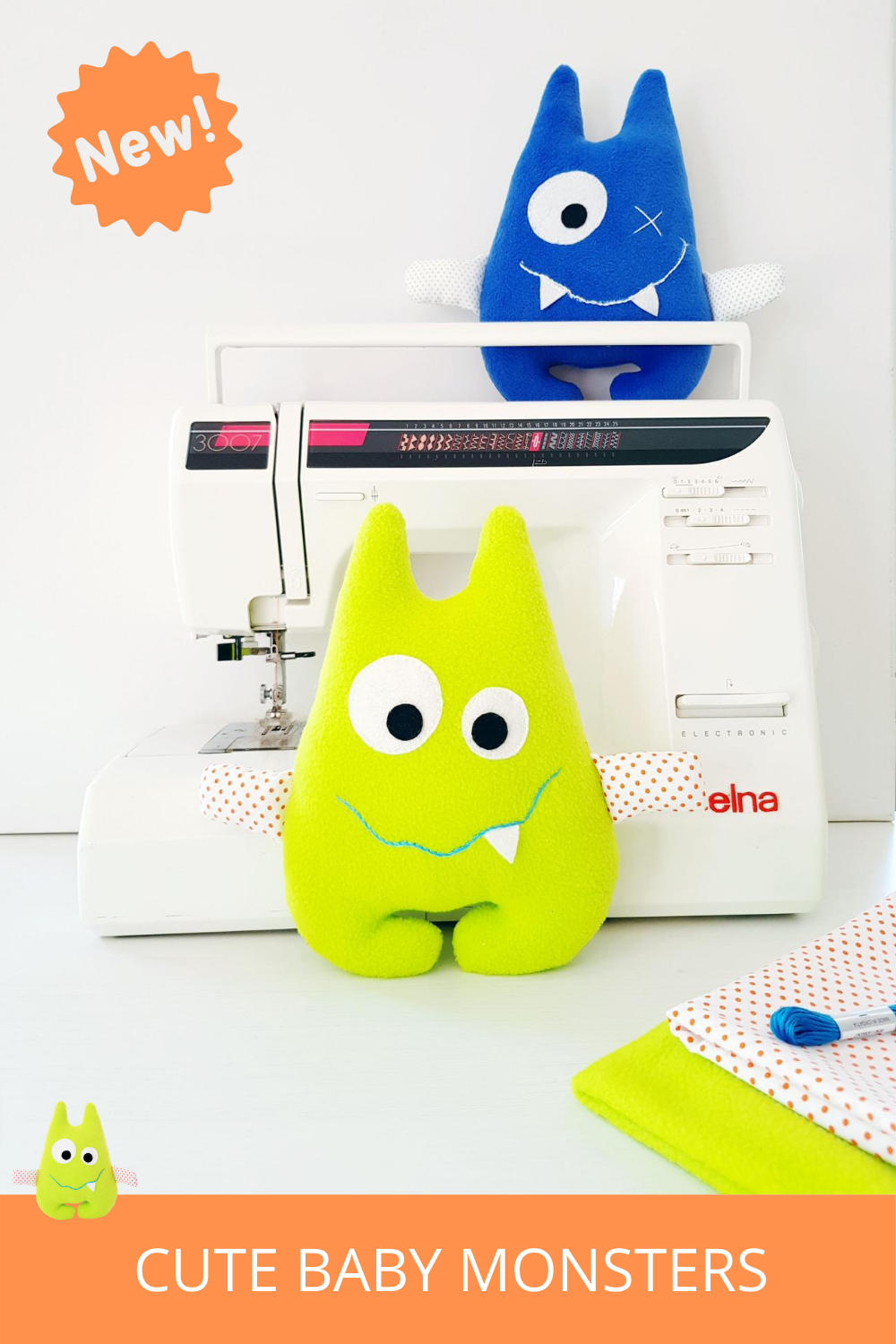 Cute baby monsters sewing pattern for beginners