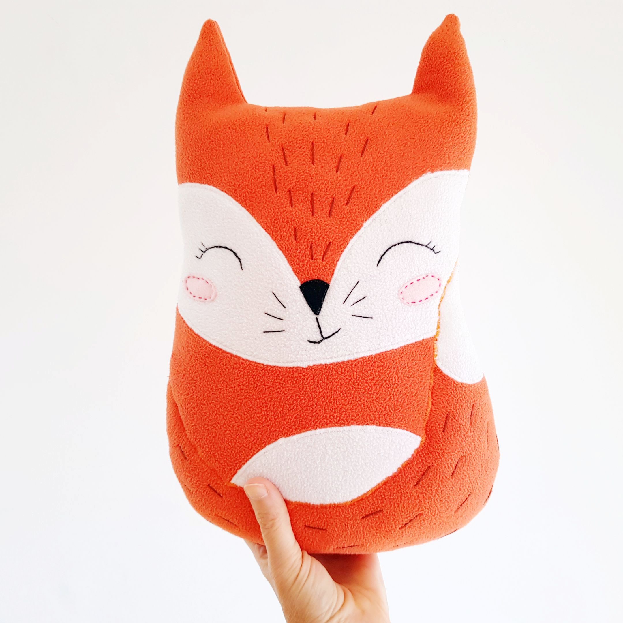 FOX PILLOW SEWING PATTERN, cute stuffed animal toy