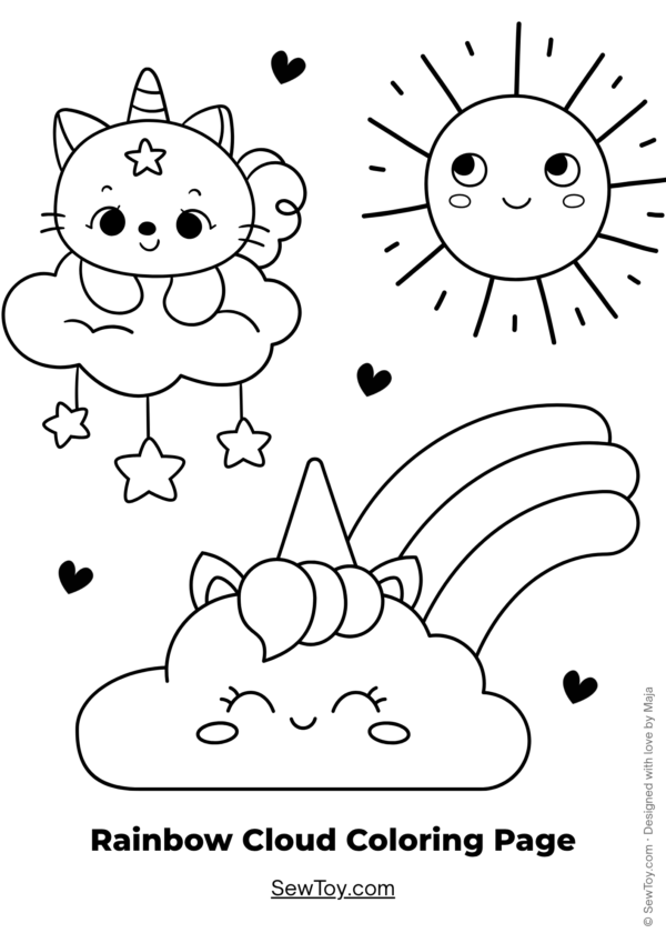 EASY SUMMER SEWING PATTERN BUNDLE FOR BEGINNERS: RAINBOW CLOUD, SAILBOAT, SUN + COLORING PAGES - Image 13
