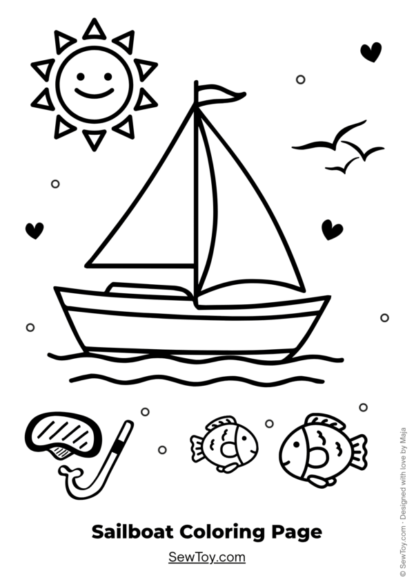 EASY SUMMER SEWING PATTERN BUNDLE FOR BEGINNERS: RAINBOW CLOUD, SAILBOAT, SUN + COLORING PAGES - Image 14